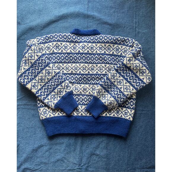 Vintage Homemade 100% Wool Nordic Style Sweater Cardigan - Picture 2 of 4